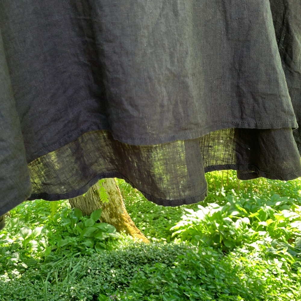 Flax Charcoal Gray Linen Too Hi-Li Hem Size Medium EUC - Picture 7 of 7